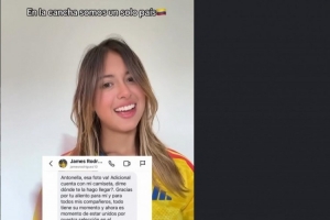 J罗私信回复哥伦比亚美女球迷:送你件我的球衣 谢谢对我们的支持配图