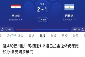 没想到！巴拉圭世预赛曾2-1阿根廷、1-0巴西，世界杯首战1-4美国配图