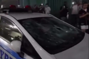 开始狂欢！球迷在纽约大街上庆祝&警车玻璃被砸穿 警察维护秩序配图