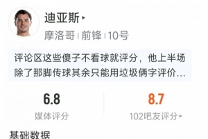 迪亚斯本场数据：1次助攻，3射1正，2次关键传球，4次成功对抗配图