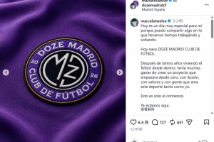 马塞洛宣布成立足球俱乐部Doze Madrid，队名致敬在皇马球衣号码配图