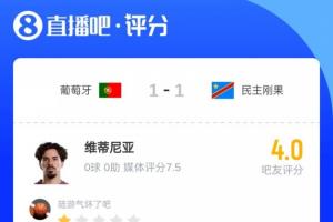 维蒂尼亚134次触球最多，但吧友不满：安全球之王，不配1.4亿身价配图