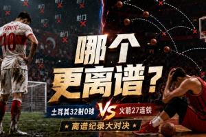 😨土耳其32射0进球！火箭西决三分27连铁！谁更离谱？配图