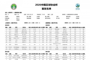 上海泽天vs成都蓉城首发：韦世豪、拜合拉木登场，帅惟浩替补配图